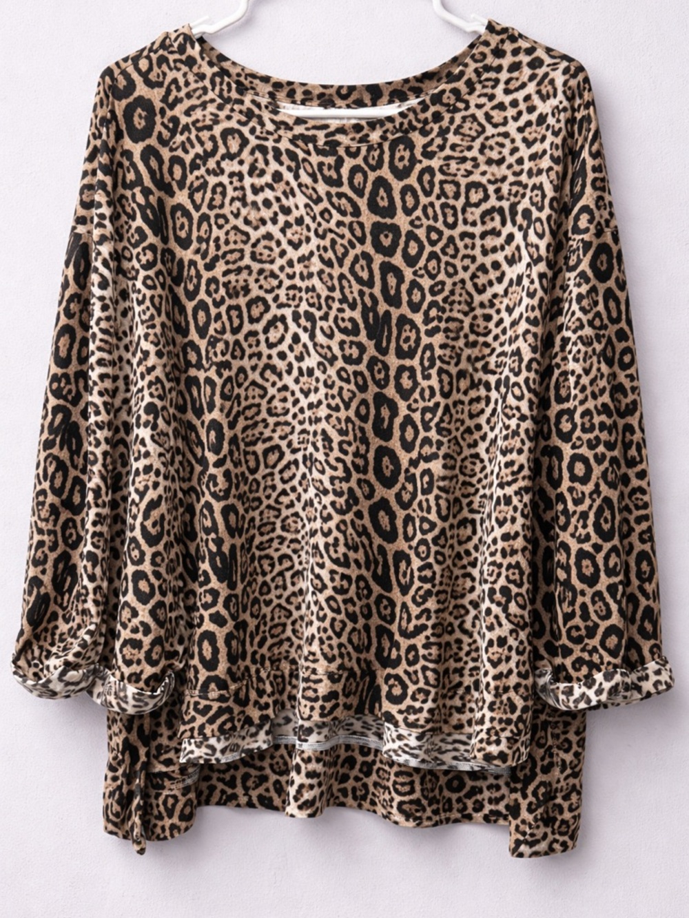 Umgee Leopard Print Long Sleeve Top - Tan & Black